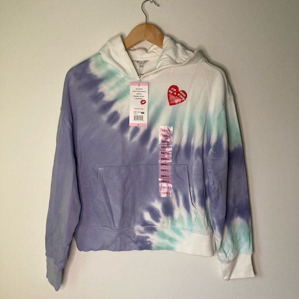 Wildfox Purple White Tie Dye Women's Hoodie Small New